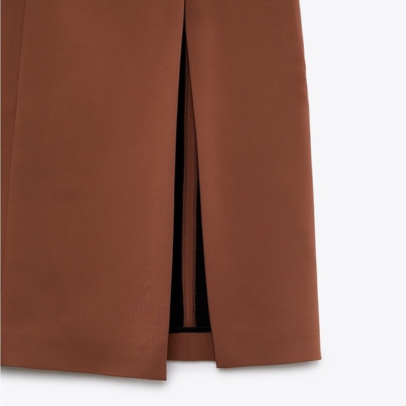 NWT. Zara Brown Bustier Strapless Midi Dress. Size S. - Picture 7 of 11